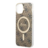Guess GUBPP14MH4EACSW Funda + Cargador inalámbrico Apple iPhone 14 Plus / iPhone 15 Plus marrón Hardcase, 4G Print, MagSafe