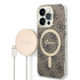 Guess GUBPP14XH4EACSW Funda + Cargador inalámbrico Apple iPhone 14 Pro Max marrón Hardcase, 4G Print, MagSafe