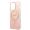 Guess GUBPP13LH4EACSP Funda + Cargador inalámbrico Apple iPhone 13 Pro rosa Hardcase, 4G Print, MagSafe