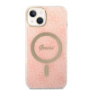 Guess GUBPP14MH4EACSP Funda + Cargador inalámbrico Apple iPhone 14 Plus / iPhone 15 Plus rosa Hardcase, 4G Print, MagSafe