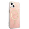 Guess GUBPP14MH4EACSP Funda + Cargador inalámbrico Apple iPhone 14 Plus / iPhone 15 Plus rosa Hardcase, 4G Print, MagSafe