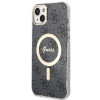 Guess GUBPP14MH4EACSK Funda + Cargador inalámbrico Apple iPhone 14 Plus / iPhone 15 Plus negra Hardcase, 4G Print, MagSafe