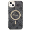 Guess GUBPP14MH4EACSK Funda + Cargador inalámbrico Apple iPhone 14 Plus / iPhone 15 Plus negra Hardcase, 4G Print, MagSafe