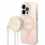 Guess GUBPP14LH4EACSP Funda + Cargador inalámbrico Apple iPhone 14 Pro rosa Hardcase, 4G Print, MagSafe
