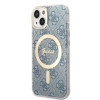 Guess GUBPP14MH4EACSB Funda + Cargador inalámbrico Apple iPhone 14 Plus / iPhone 15 Plus azul Hardcase, 4G Print, MagSafe