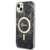 Guess GUBPP14MHMEACSK Funda + Cargador inalámbrico Apple iPhone 14 Plus / iPhone 15 Plus negra Hardcase, Marble, MagSafe