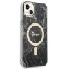 Guess GUBPP14MHMEACSK Funda + Cargador inalámbrico Apple iPhone 14 Plus / iPhone 15 Plus negra Hardcase, Marble, MagSafe
