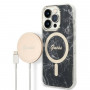 Guess GUBPP14XHMEACSK Funda + Cargador inalámbrico Apple iPhone 14 Pro Max negra Hardcase, Marble, MagSafe