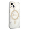 Guess GUBPP14MHMEACSH Funda + Cargador inalámbrico Apple iPhone 14 Plus / iPhone 15 Plus blanca Hardcase, Marble, MagSafe