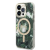 Guess GUBPP14XHJEACSA Funda + Cargador inalámbrico para Apple iPhone 14 Pro Max, Jungle, funda rígida verde, MagSafe