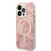 Guess GUBPP14LHJEACSP Funda + Cargador inalámbrico para Apple iPhone 14 Pro, Jungle, funda rígida rosa, MagSafe