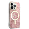 Guess GUBPP14LHJEACSP Funda + Cargador inalámbrico para Apple iPhone 14 Pro, Jungle, funda rígida rosa, MagSafe