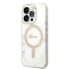 Funda Guess GUBPP14LHMEACSH + Cargador inalámbrico Apple iPhone 14 Pro blanca, Hardcase, Marble, MagSafe