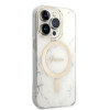 Funda Guess GUBPP14LHMEACSH + Cargador inalámbrico Apple iPhone 14 Pro blanca, Hardcase, Marble, MagSafe