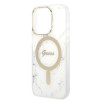 Funda Guess GUBPP14LHMEACSH + Cargador inalámbrico Apple iPhone 14 Pro blanca, Hardcase, Marble, MagSafe