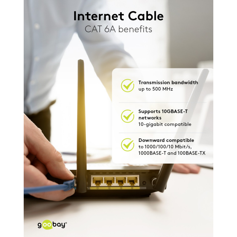 Latiguillo Goobay CAT 6A S/FTP (PiMF), 5 m, gris, juego de 10, conductor de cobre (CU), funda libre de halógenos (LSZH)