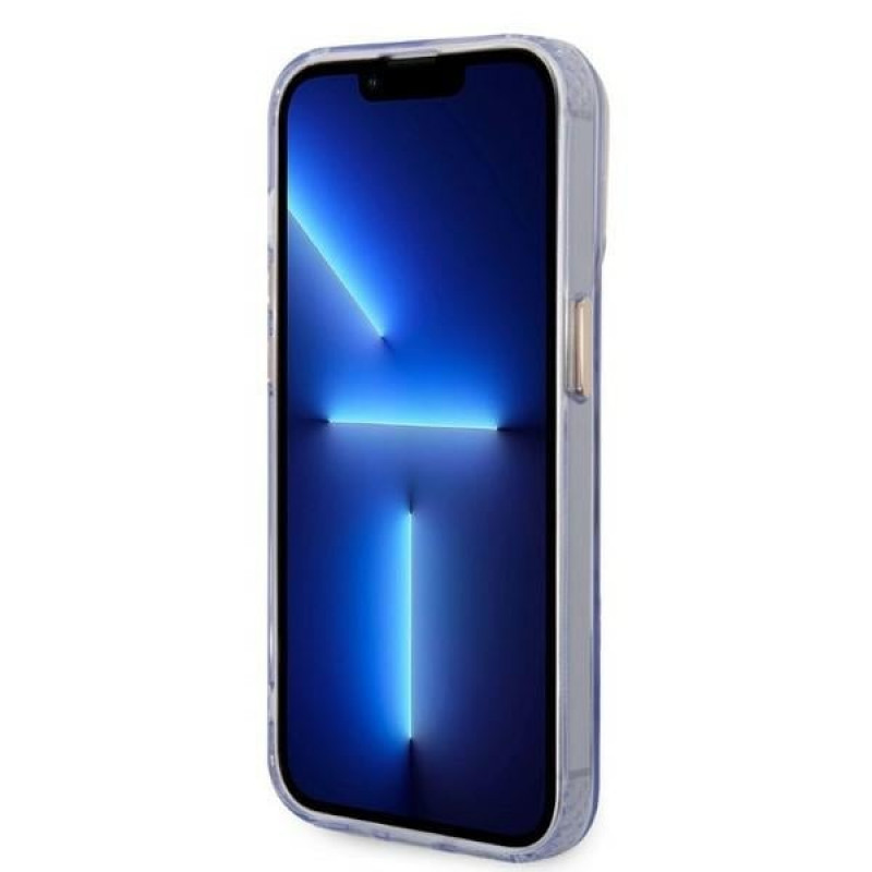 Funda rígida morada para Apple iPhone 14 Pro Max Guess GUHMP14XHTCMU, Gold Outline Translucent, MagSafe