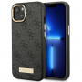 Guess GUHMP14MU4GPRK Funda rígida negra para Apple iPhone 14 Plus / 15 Plus, 4G Logo Plate, MagSafe