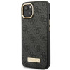 Guess GUHMP14MU4GPRK Funda rígida negra para Apple iPhone 14 Plus / 15 Plus, 4G Logo Plate, MagSafe