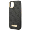 Guess GUHMP14MU4GPRK Funda rígida negra para Apple iPhone 14 Plus / 15 Plus, 4G Logo Plate, MagSafe