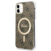 Funda + cargador inalámbrico Guess GUBPN61H4EACSW para Apple iPhone 11, 4G Print, funda rígida marrón, MagSafe
