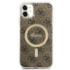 Funda + cargador inalámbrico Guess GUBPN61H4EACSW para Apple iPhone 11, 4G Print, funda rígida marrón, MagSafe