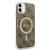 Funda + cargador inalámbrico Guess GUBPN61H4EACSW para Apple iPhone 11, 4G Print, funda rígida marrón, MagSafe