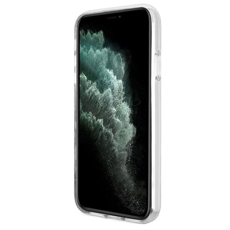 Funda + cargador inalámbrico Guess GUBPN61H4EACSW para Apple iPhone 11, 4G Print, funda rígida marrón, MagSafe