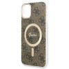 Funda + cargador inalámbrico Guess GUBPN61H4EACSW para Apple iPhone 11, 4G Print, funda rígida marrón, MagSafe