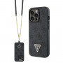 Funda rígida negra Guess GUHCP13LP4TDSCPK para Apple iPhone 13/13 Pro, Crossbody 4G Metal Logo