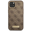 Guess GUHMP14MU4GPRW Funda rígida marrón para Apple iPhone 14 Plus / 15 Plus, 4G Logo Plate, MagSafe