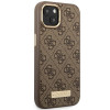 Guess GUHMP14MU4GPRW Funda rígida marrón para Apple iPhone 14 Plus / 15 Plus, 4G Logo Plate, MagSafe