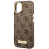 Guess GUHMP14MU4GPRW Funda rígida marrón para Apple iPhone 14 Plus / 15 Plus, 4G Logo Plate, MagSafe