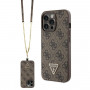 Guess GUHCP13LP4TDSCPW Funda rígida marrón para Apple iPhone 13/13 Pro, Crossbody 4G Metal Logo
