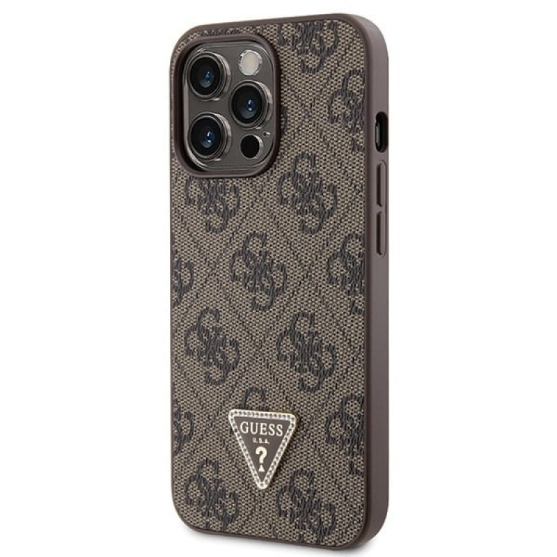 Guess GUHCP13LP4TDSCPW Funda rígida marrón para Apple iPhone 13/13 Pro, Crossbody 4G Metal Logo