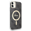Funda + cargador inalámbrico Guess GUBPN61H4EACSK para Apple iPhone 11, 4G Print, funda rígida negra, MagSafe