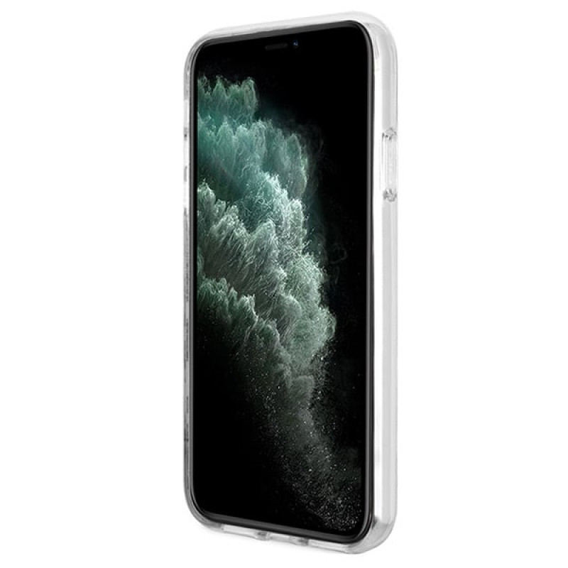 Funda + cargador inalámbrico Guess GUBPN61H4EACSK para Apple iPhone 11, 4G Print, funda rígida negra, MagSafe