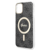 Funda + cargador inalámbrico Guess GUBPN61H4EACSK para Apple iPhone 11, 4G Print, funda rígida negra, MagSafe