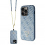 Guess GUHCP14XP4TDSCPB Funda rígida azul para Apple iPhone 14 Pro Max, Crossbody 4G Metal Logo