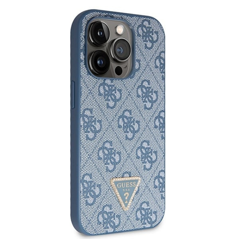 Guess GUHCP14XP4TDSCPB Funda rígida azul para Apple iPhone 14 Pro Max, Crossbody 4G Metal Logo