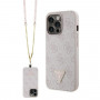 Guess GUHCP13LP4TDSCPP Funda rígida rosa para Apple iPhone 13/13 Pro, Crossbody 4G Metal Logo