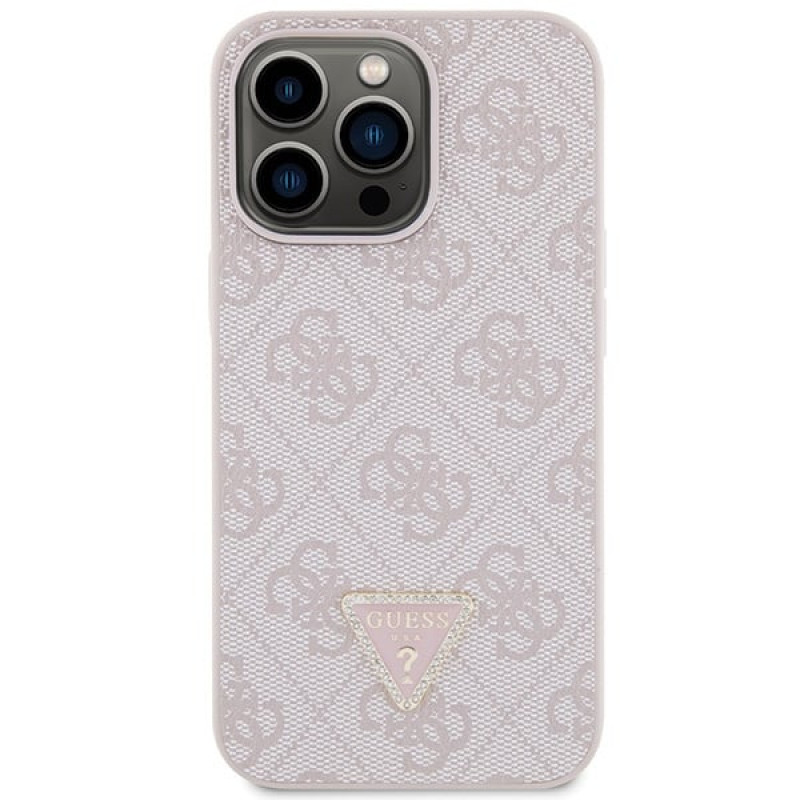 Guess GUHCP13LP4TDSCPP Funda rígida rosa para Apple iPhone 13/13 Pro, Crossbody 4G Metal Logo