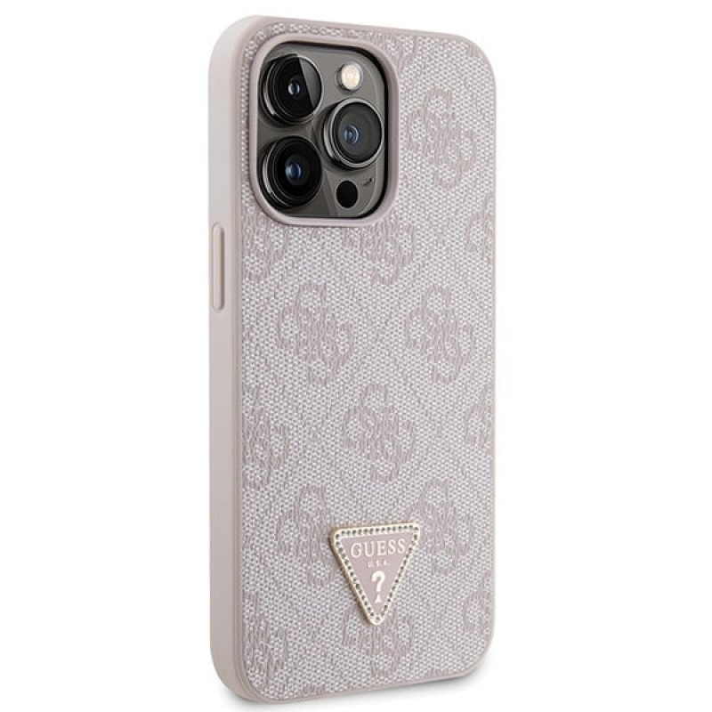 Guess GUHCP13LP4TDSCPP Funda rígida rosa para Apple iPhone 13/13 Pro, Crossbody 4G Metal Logo