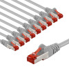 Latiguillo CAT 6 S/FTP (PiMF) Goobay, 5 m, gris, juego de 10, conductor de cobre (CU), funda libre de halógenos (LSZH)