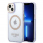 Funda rígida Guess GUHMP14SHTCMU Apple iPhone 14 morada, Gold Outline Translucent, MagSafe