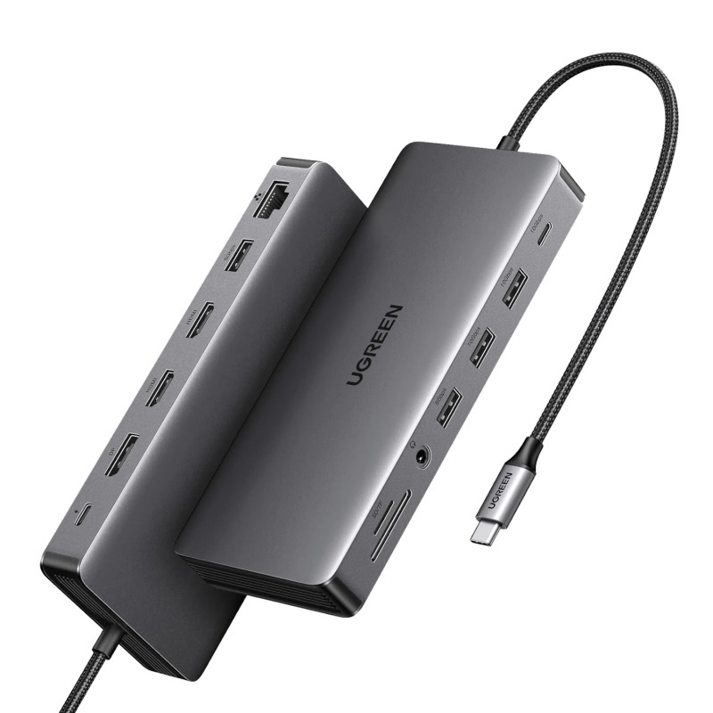 Estación de acoplamiento USB-C para portátil Ugreen Revodok Pro 313 (15978), UGR1851, 100 W, gris