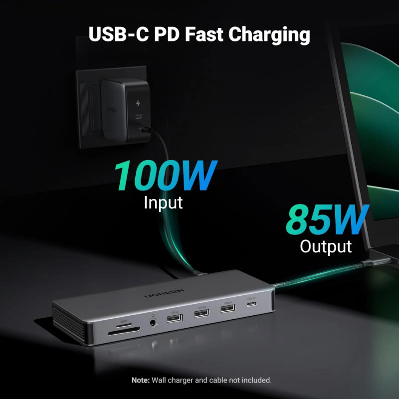 Estación de acoplamiento USB-C para portátil Ugreen Revodok Pro 313 (15978), UGR1851, 100 W, gris