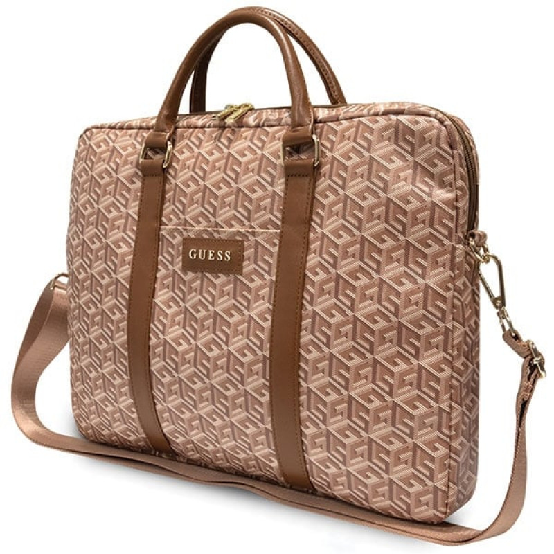 Bolsa para portátil Guess GCube Stripes GUCB15HGCFSEW, hasta 16", marrón