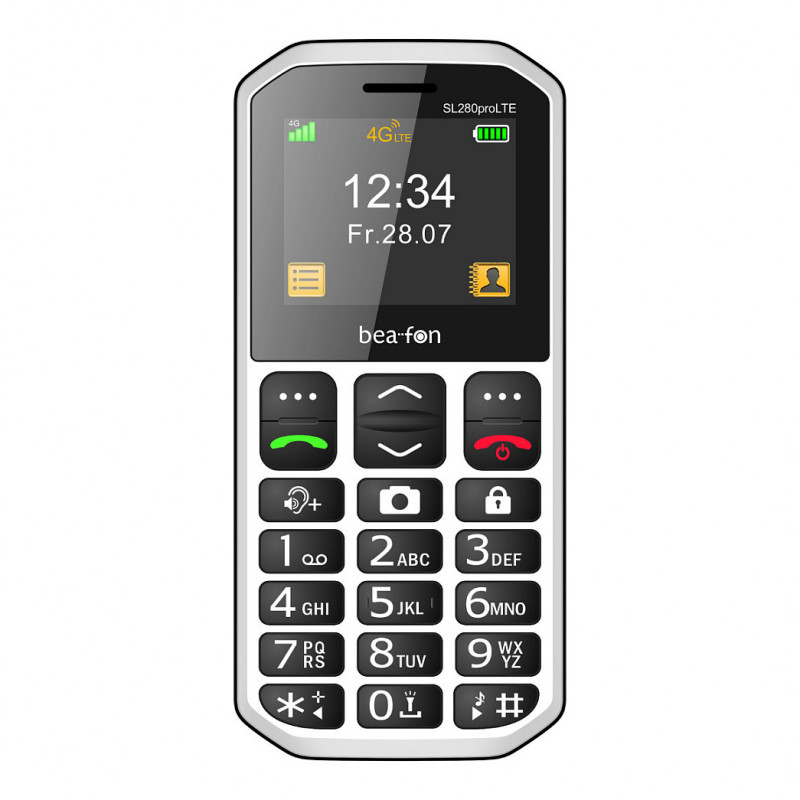 Teléfono móvil básico Beafon SL280pro LTE 4G Silver Line con botones grandes, negro-blanco