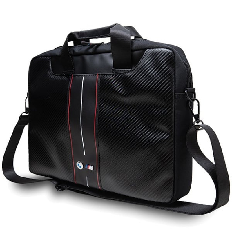 BMW BMCB15COMSCAKR Bolsa para portátil 15", Carbon Red Stripes, negra